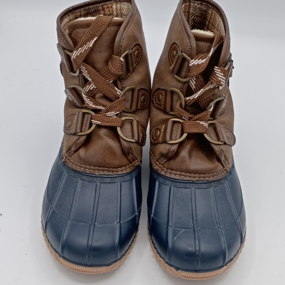 Magellan Outdoors Womens Duck Boots Brown Navy Size 8 Waterproof Insulated